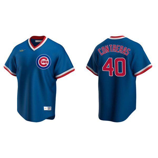 Men's Chicago Cubs Willson Contreras Royal Cooperstown Collection Road Jersey