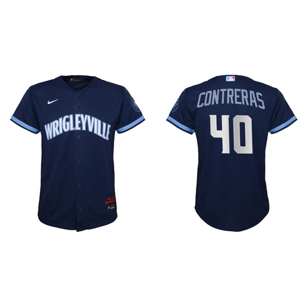 Youth Chicago Cubs Willson Contreras Navy 2021 City Connect Replica Jersey