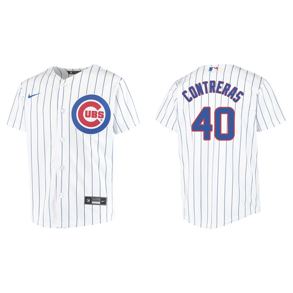 Youth Chicago Cubs Willson Contreras White Replica Home Jersey