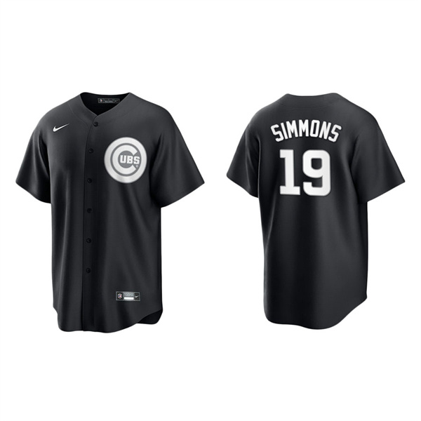 Men's Chicago Cubs Andrelton Simmons Black White Replica Official Jersey