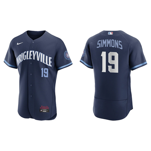 Men's Chicago Cubs Andrelton Simmons Navy 2021 City Connect Authentic Jersey