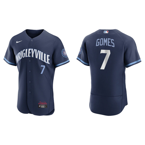 Men's Chicago Cubs Yan Gomes Navy 2021 City Connect Authentic Jersey