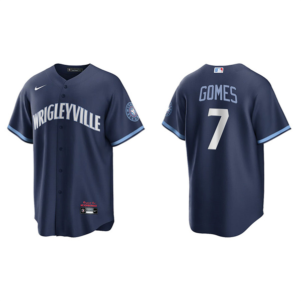 Men's Chicago Cubs Yan Gomes Navy 2021 City Connect Replica Jersey