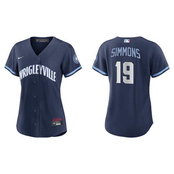 Women's Chicago Cubs Andrelton Simmons Navy 2021 City Connect Replica Jersey
