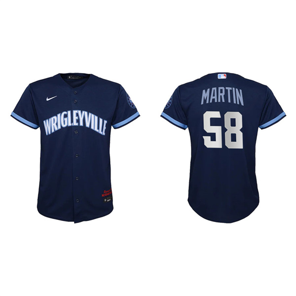 Youth Chicago Cubs Chris Martin Navy 2021 City Connect Replica Jersey