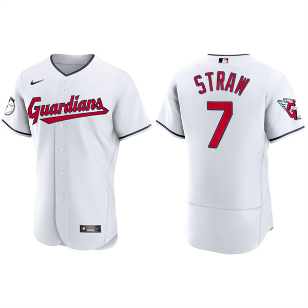 Men's Cleveland Guardians Myles Straw 2022 Authentic White Jersey