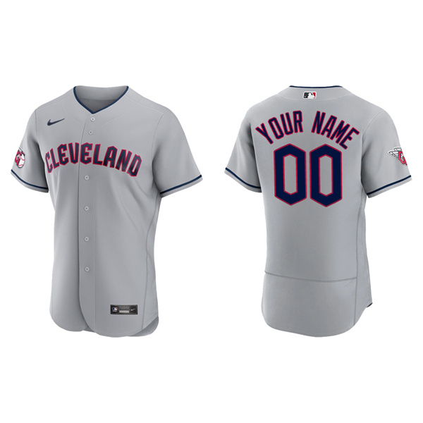 Men's Custom Cleveland Guardians Gray Road Authentic Jersey