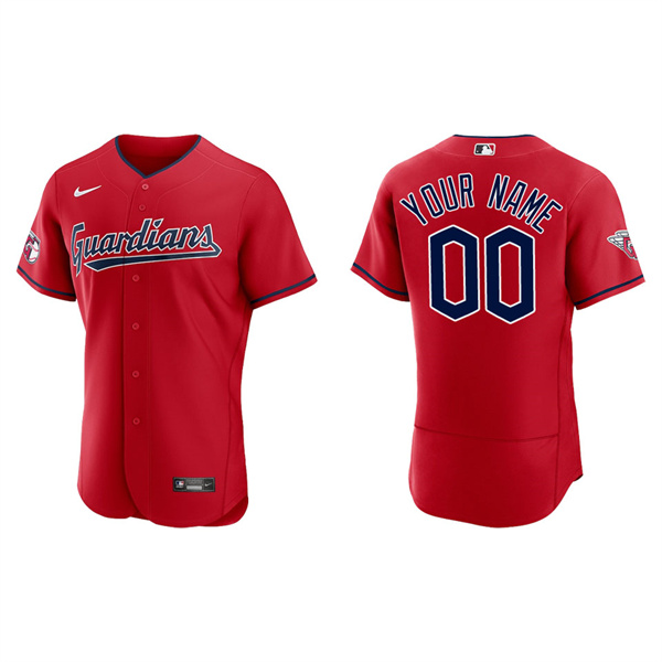 Men's Custom Cleveland Guardians Red Alternate Authentic Jersey