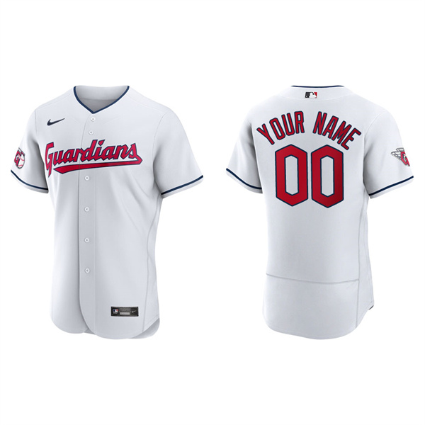 Men's Custom Cleveland Guardians White Home Authentic Jersey