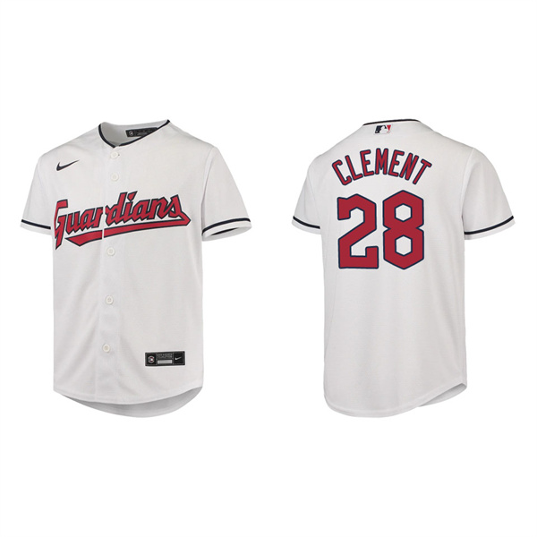 Youth Ernie Clement Cleveland Guardians White Home Replica Jersey