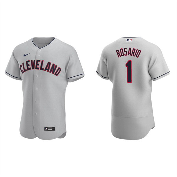 Men's Cleveland Indians Amed Rosario Gray Authentic Road Jersey
