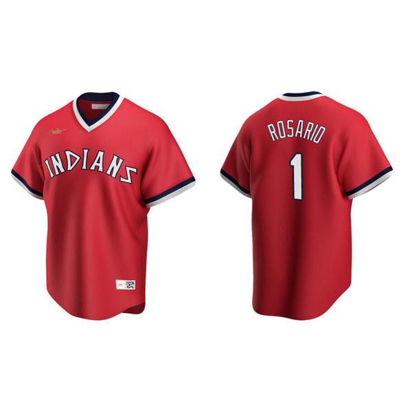 Men's Cleveland Indians Amed Rosario Red Cooperstown Collection Road Jersey