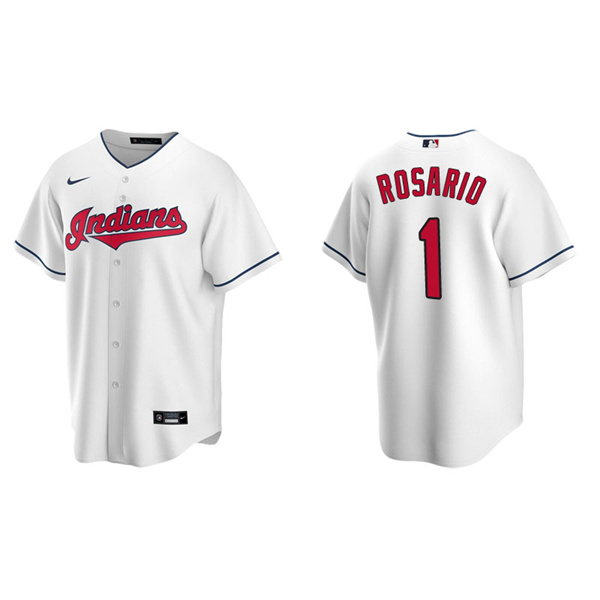 Men's Cleveland Indians Amed Rosario White Replica Home Jersey