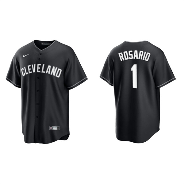Men's Cleveland Indians Amed Rosario Black White Replica Official Jersey