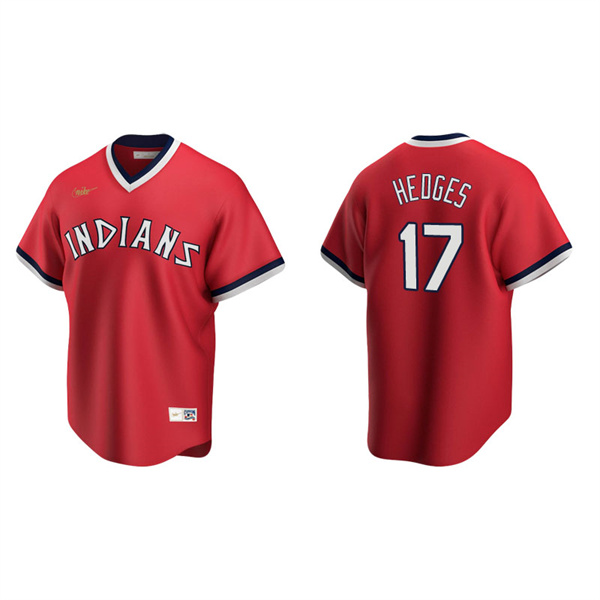 Men's Cleveland Indians Austin Hedges Red Cooperstown Collection Road Jersey