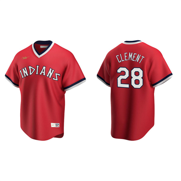 Men's Cleveland Indians Ernie Clement Red Cooperstown Collection Road Jersey