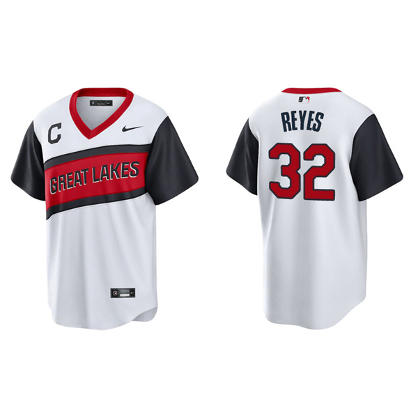 Men's Cleveland Indians Franmil Reyes White 2021 Little League Classic Replica Jersey