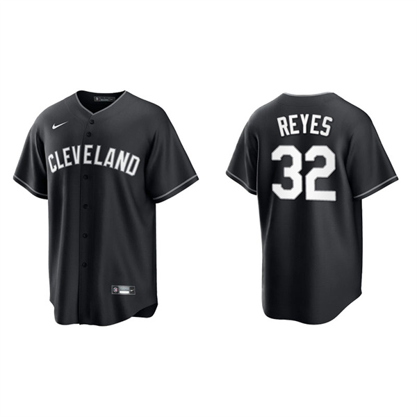 Men's Cleveland Indians Franmil Reyes Black White Replica Official Jersey