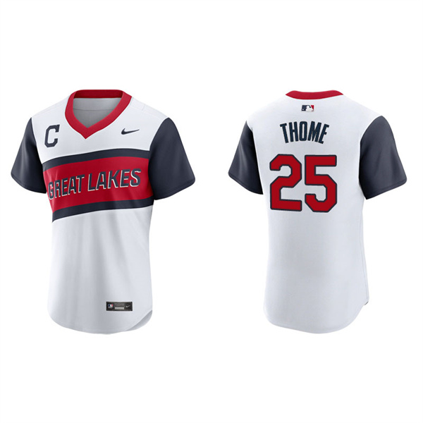 Men's Cleveland Indians Jim Thome White 2021 Little League Classic Authentic Jersey