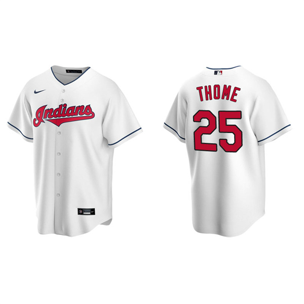 Men's Cleveland Indians Jim Thome White Replica Home Jersey