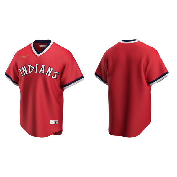 Men's Cleveland Indians Red Cooperstown Collection Road Jersey