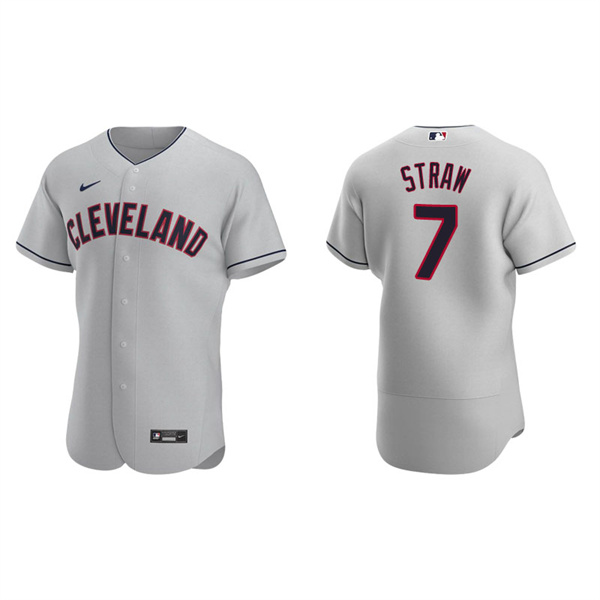 Men's Cleveland Indians Myles Straw Gray Authentic Road Jersey
