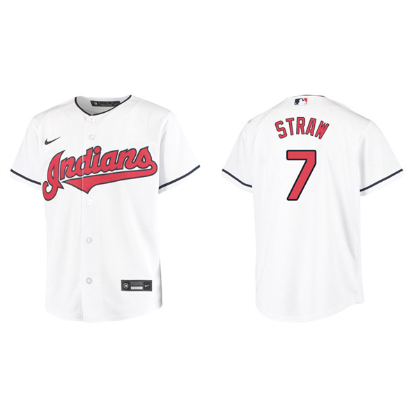 Youth Cleveland Indians Myles Straw White Replica Home Jersey