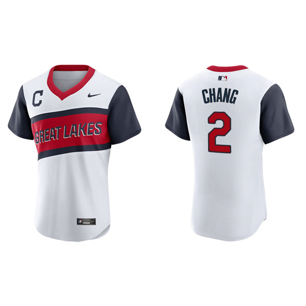 Men's Cleveland Indians Yu Chang White 2021 Little League Classic Authentic Jersey