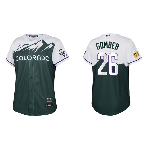 Youth Austin Gomber Colorado Rockies Green 2022 City Connect Replica Jersey