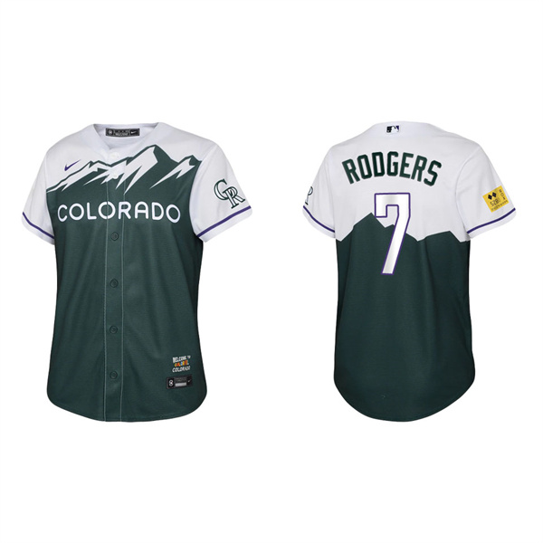 Youth Brendan Rodgers Colorado Rockies Green 2022 City Connect Replica Jersey