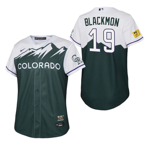 Youth Colorado Rockies Charlie Blackmon Green 2022 City Connect Replica Player Jersey