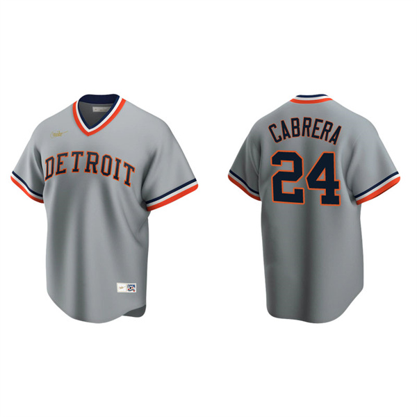 Men's Detroit Tigers Miguel Cabrera Gray Cooperstown Collection Road Jersey