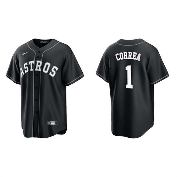 Men's Houston Astros Carlos Correa Black White Replica Official Jersey
