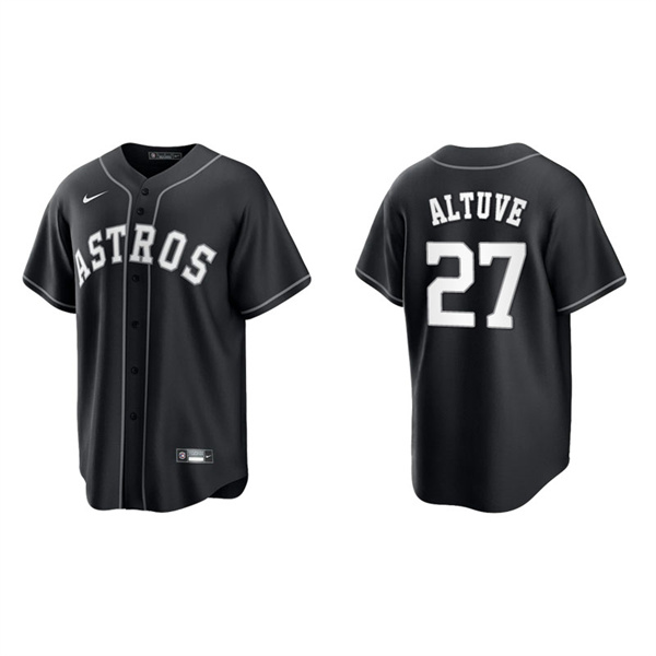 Men's Houston Astros Jose Altuve Black White Replica Official Jersey