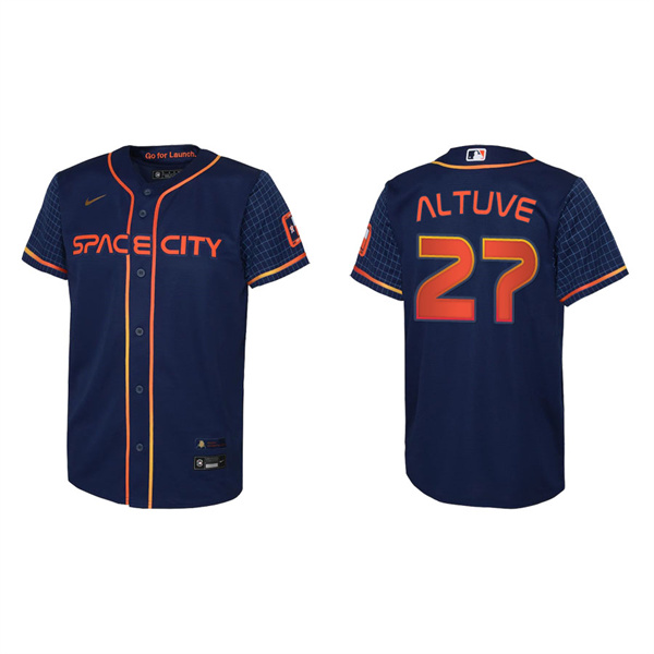 Youth Houston Astros Jose Altuve Navy 2022 City Connect Replica Jersey