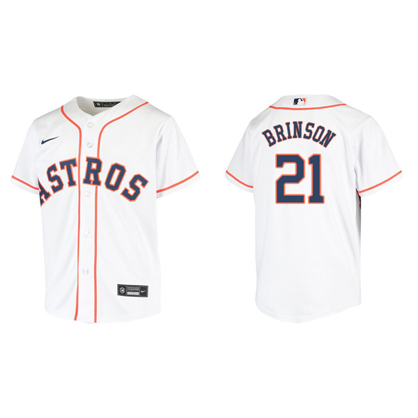 Youth Houston Astros Lewis Brinson White Replica Home Jersey