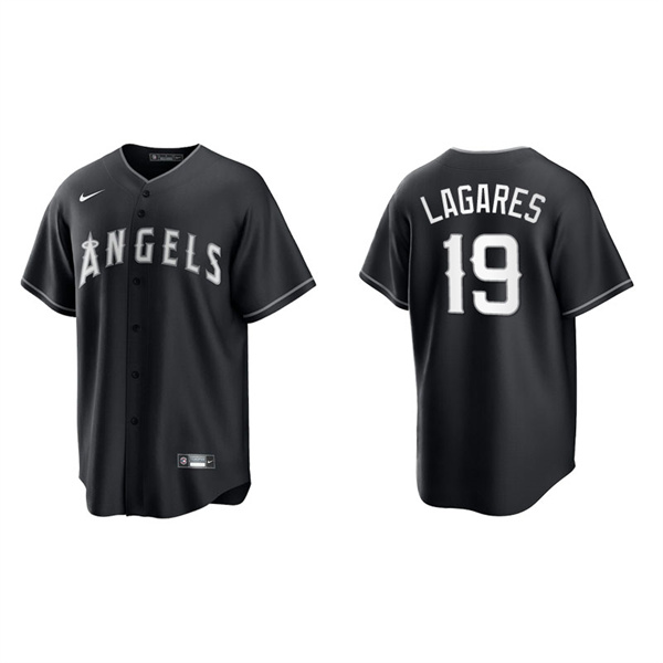 Men's Los Angeles Angels Juan Lagares Black White Replica Official Jersey