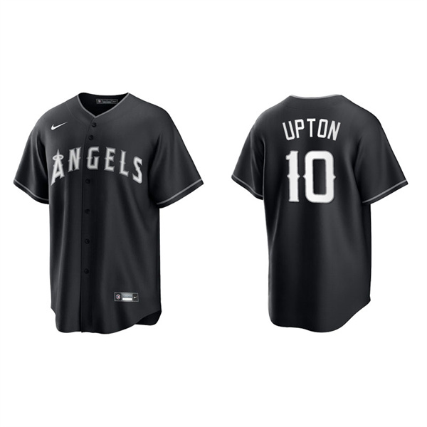 Men's Los Angeles Angels Justin Upton Black White Replica Official Jersey