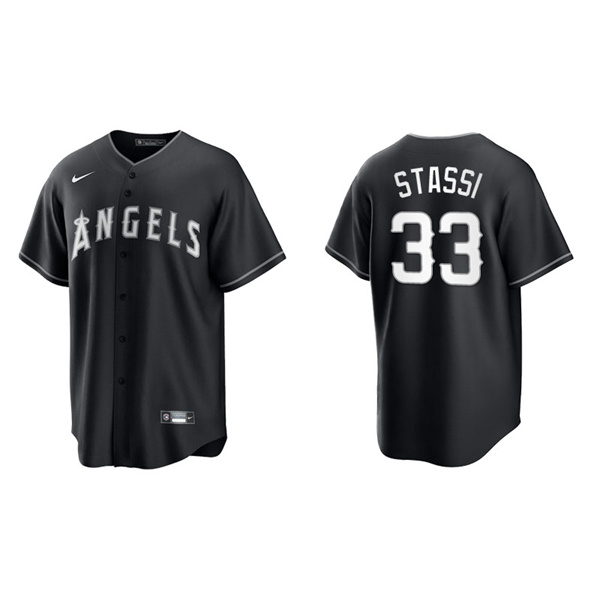 Men's Los Angeles Angels Max Stassi Black White Replica Official Jersey