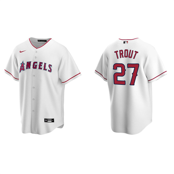Men's Los Angeles Angels Mike Trout White Replica Home Jersey