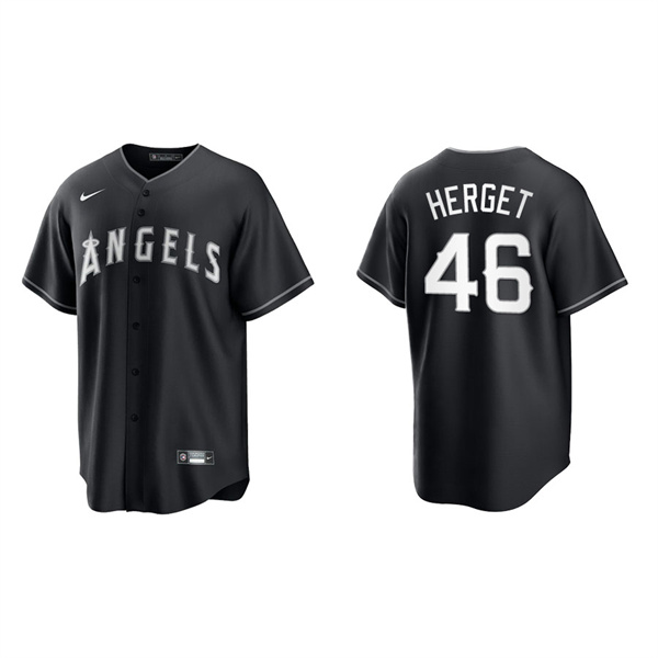 Men's Jimmy Herget Los Angeles Angels Black White Replica Official Jersey
