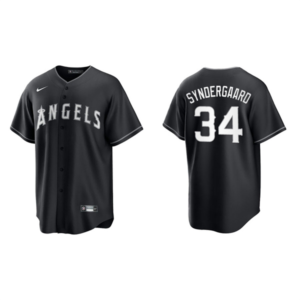 Men's Noah Syndergaard Los Angeles Angels Black White Replica Official Jersey