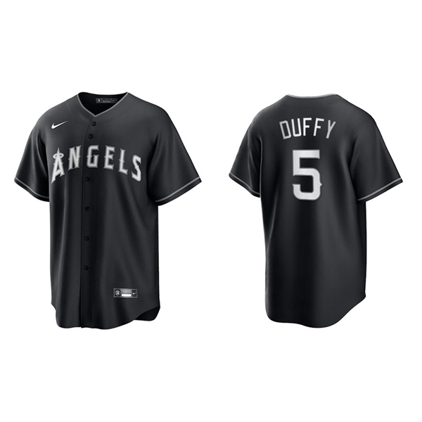 Men's Los Angeles Angels Matt Duffy Black White Replica Official Jersey