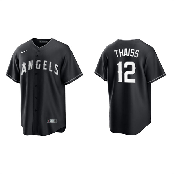 Men's Los Angeles Angels Matt Thaiss Black White Replica Official Jersey