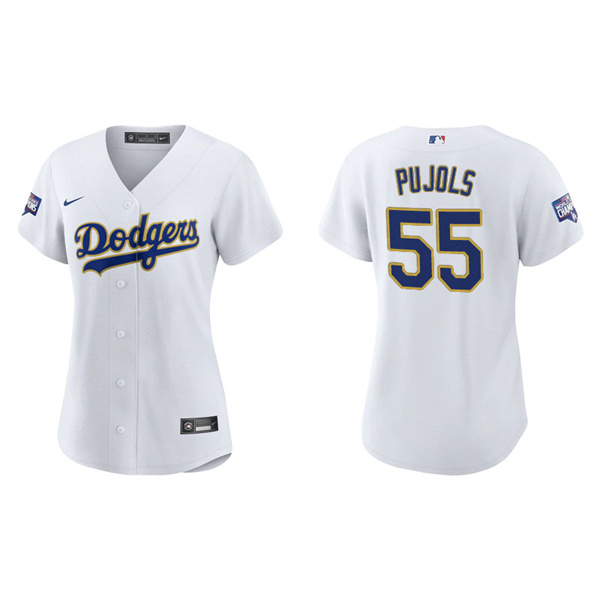 Women's Los Angeles Dodgers Albert Pujols White Gold 2021 City Connect Replica Jersey