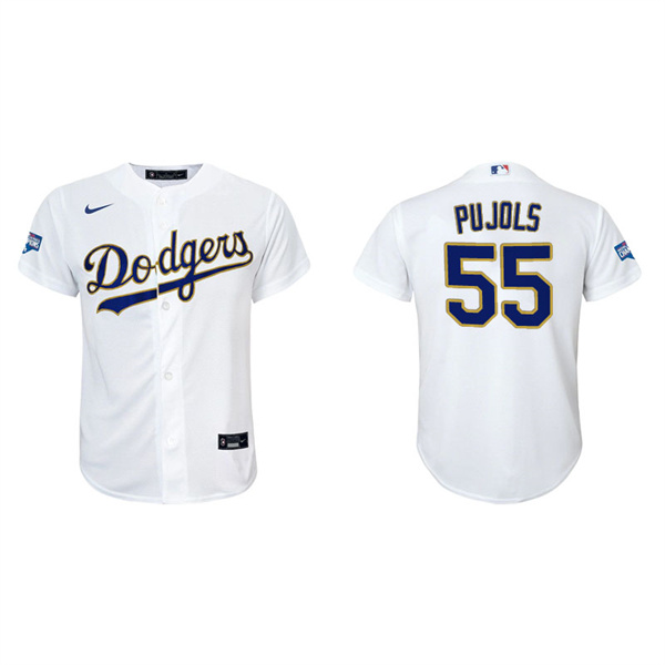 Youth Los Angeles Dodgers Albert Pujols White Gold 2021 City Connect Replica Jersey