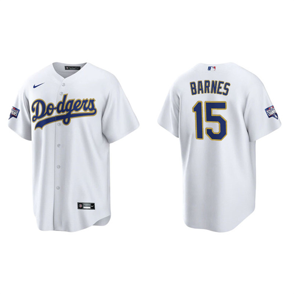 Men's Los Angeles Dodgers Austin Barnes White Gold 2021 City Connect Replica Jersey