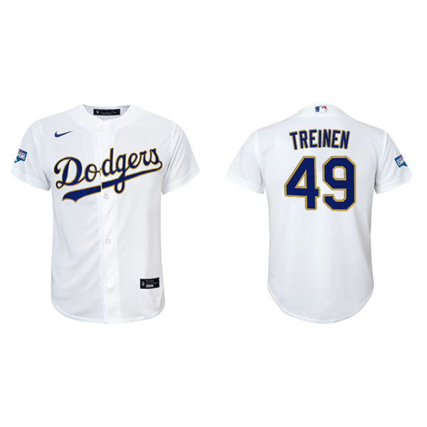 Youth Los Angeles Dodgers Blake Treinen White Gold 2021 City Connect Replica Jersey
