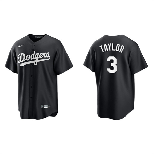 Men's Los Angeles Dodgers Chris Taylor Black White Replica Official Jersey