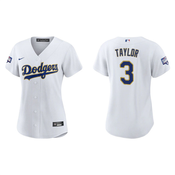 Women's Los Angeles Dodgers Chris Taylor White Gold 2021 City Connect Replica Jersey